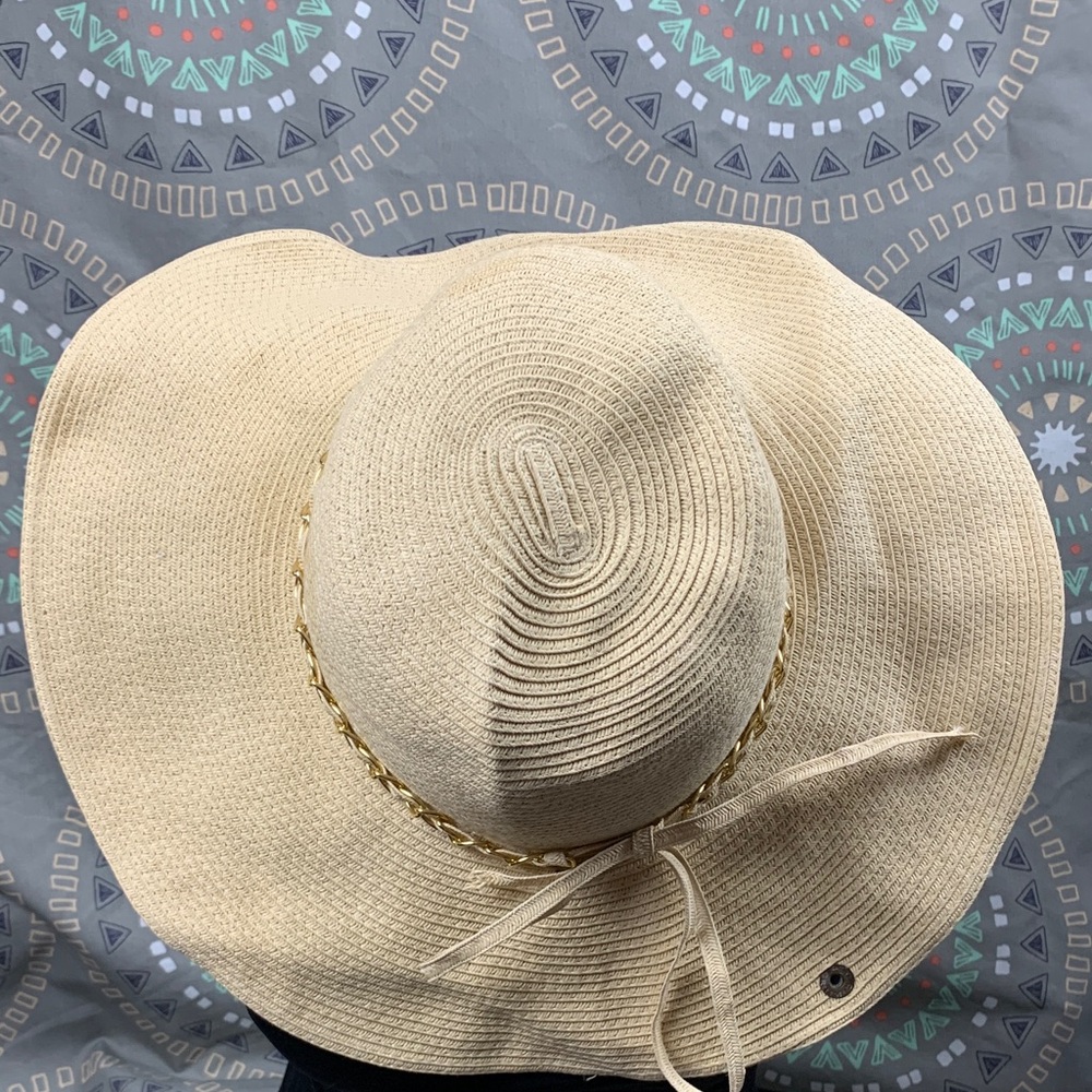 Peter Grimm Tan and Gold Wide-Brimmed Sun Hat - Picture 8 of 10
